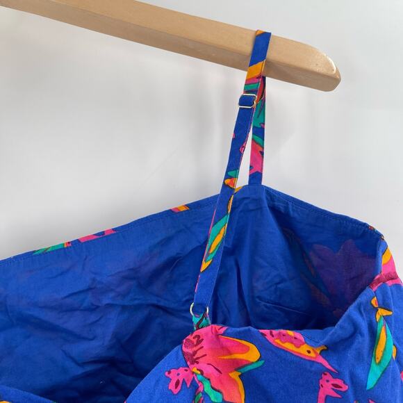 J.CREW FACTORY Tank Top Size 14 Blue Floral Tropical Tie Back Strappy Summer - Picture 9 of 16